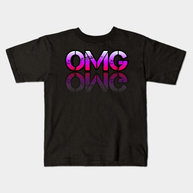 OMG - Graphic Typography - Funny Humor Sarcastic Slang Saying - Pink Gradient Kids T-Shirt by MaystarUniverse